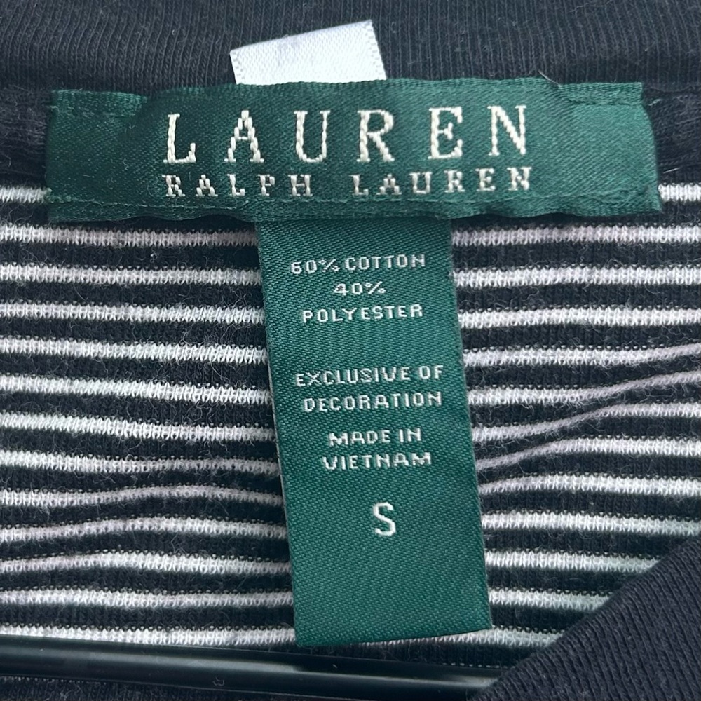 RALPH LAUREN long sleeve night gown striped buttons ruffle - Picture 3 of 5